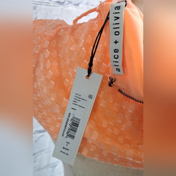 NWT Alice + Olivia Spaghetti Strap Tank Top with Tie Camisole Light Peach Large - Picture 10 of 13